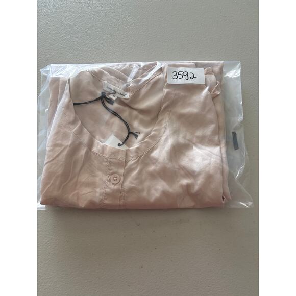 Unsubscribed Women's Medium Peach Silk Button Front Lightweight Flowy Tunic Top - Picture 11 of 11